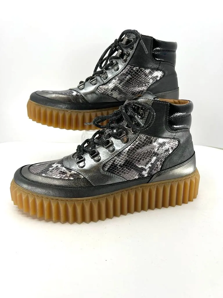 VOILE BLANCHE EVA LEATHER SUEDE & EMBOSSED SNAKESKIN HIKING BOOTS
