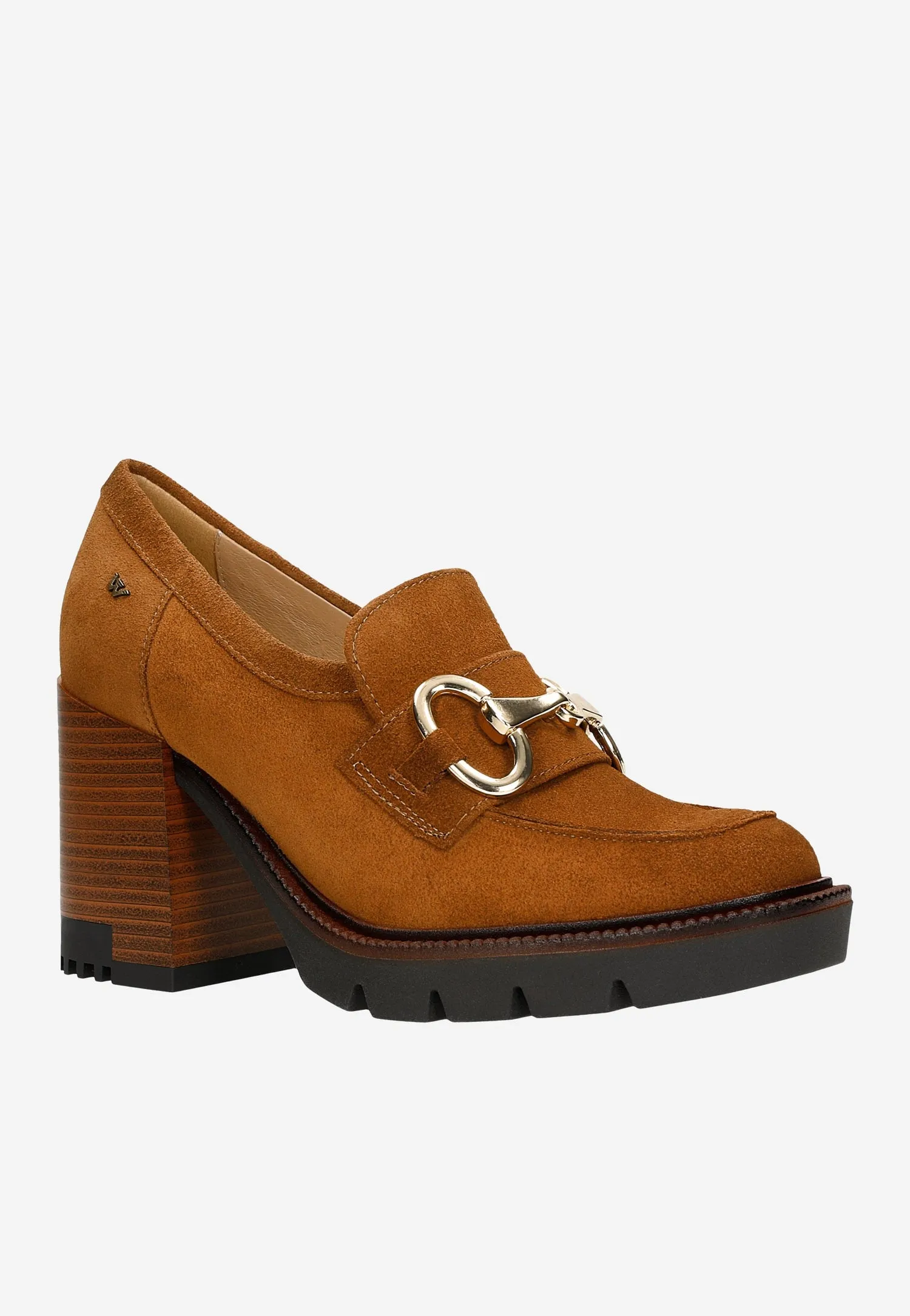 Wojas Light Brown High Heeled Leather Loafers | 46217-63