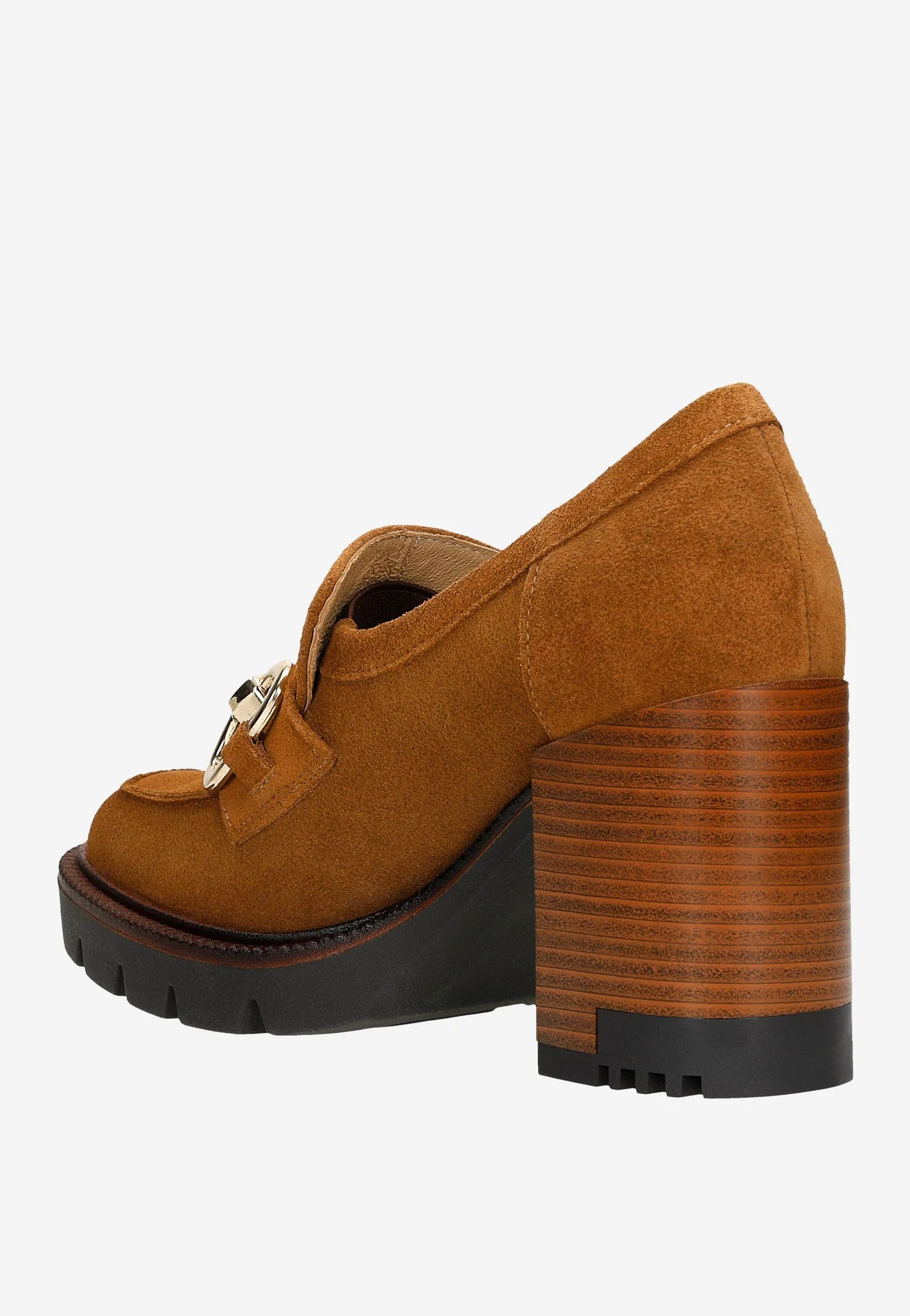 Wojas Light Brown High Heeled Leather Loafers | 46217-63