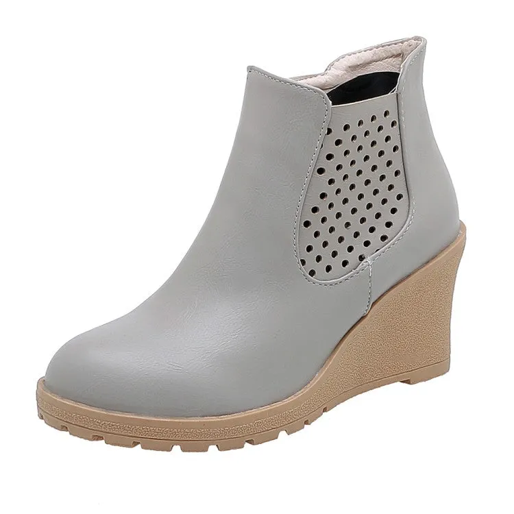 Women Platform Wedges Heel Short Boots