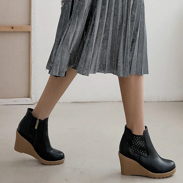 Women Platform Wedges Heel Short Boots