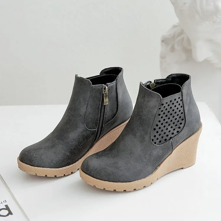Women Platform Wedges Heel Short Boots