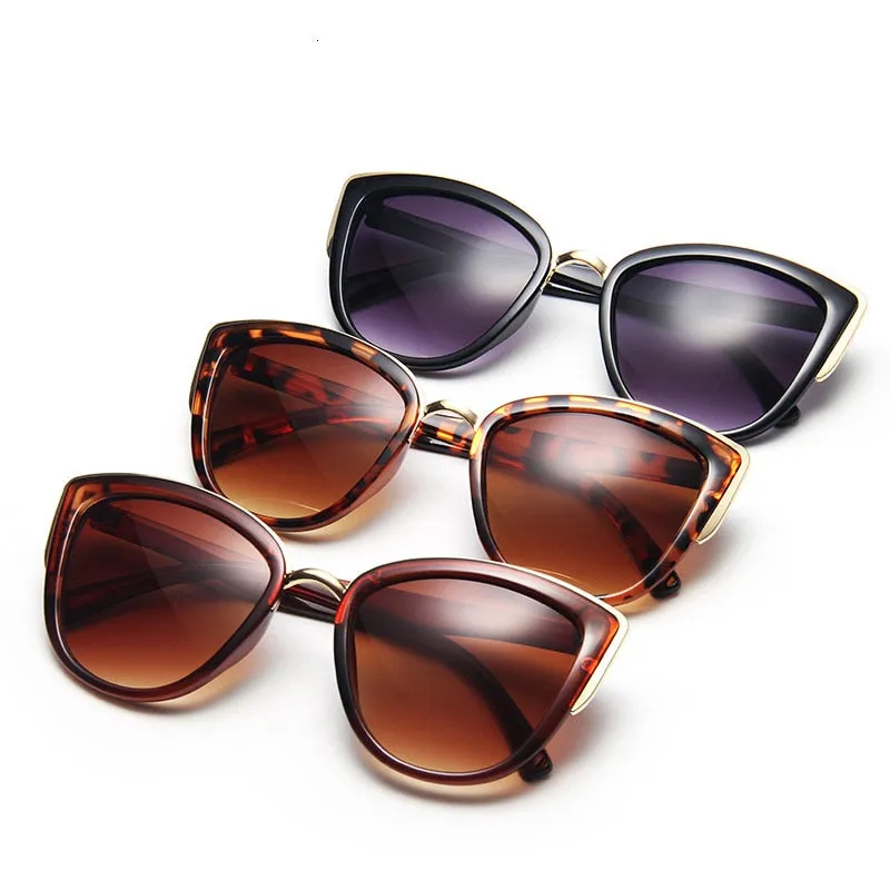 Women's Cat Eye Retro Driving Round Metal Frame Sunglasses