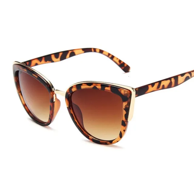 Women's Cat Eye Retro Driving Round Metal Frame Sunglasses