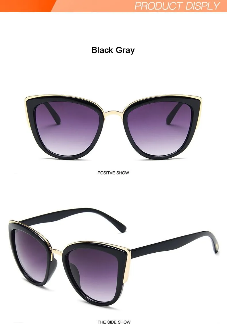 Women's Cat Eye Retro Driving Round Metal Frame Sunglasses