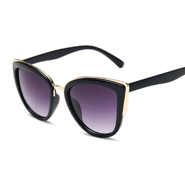 Women's Cat Eye Retro Driving Round Metal Frame Sunglasses