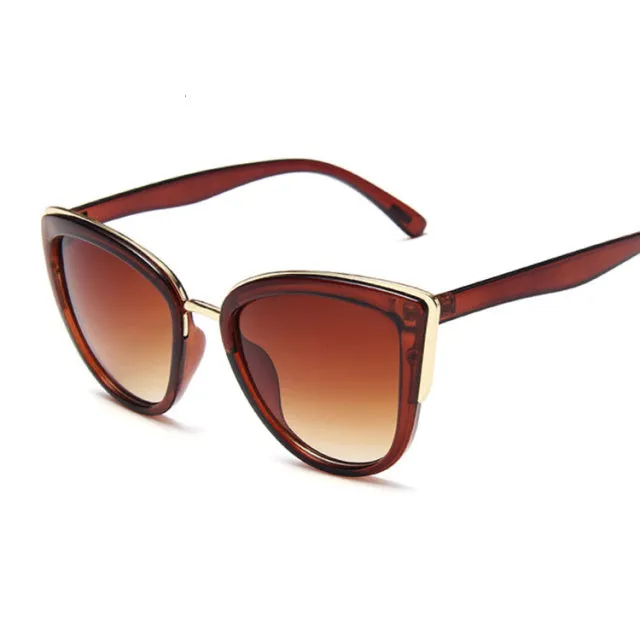 Women's Cat Eye Retro Driving Round Metal Frame Sunglasses