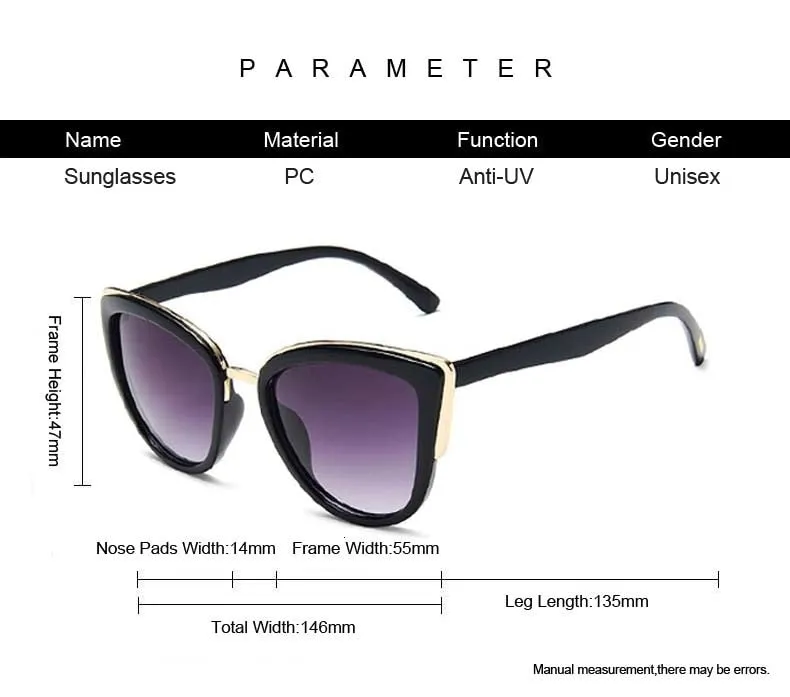 Women's Cat Eye Retro Driving Round Metal Frame Sunglasses