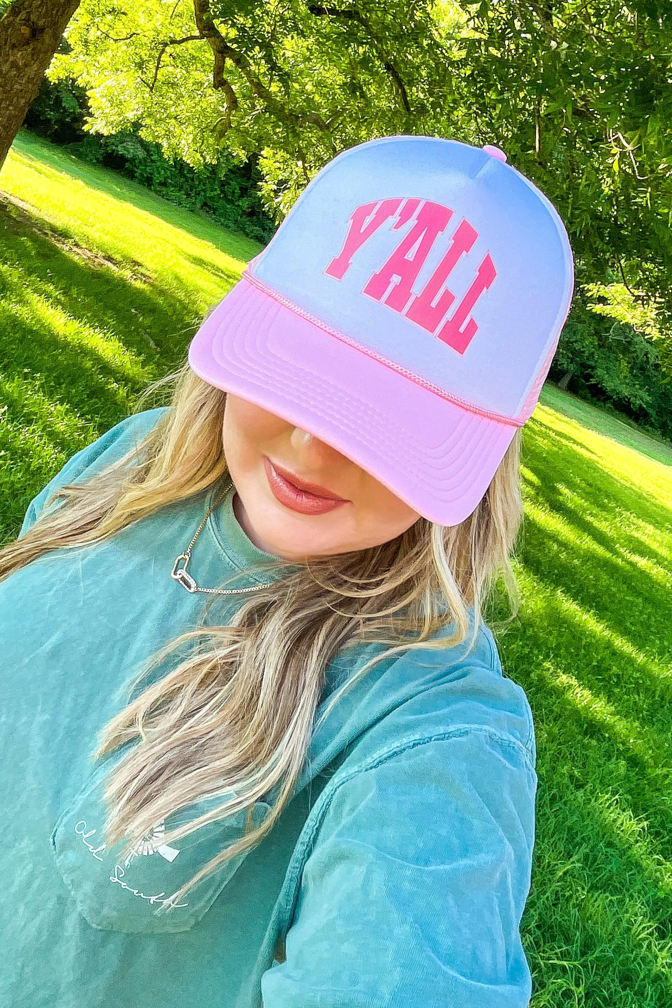 Y’ALL Foam Trucker Hat, Pink