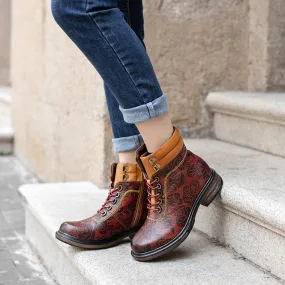 Zalor Bohemian Vintage Handmade Leather Martin Boots